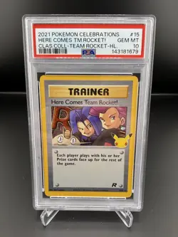 2021 POKEMON CELEBRATIONS CLASSIC COLLECTION HERE COMES TEAM ROCKET!-HOLO PSA 10 - Image 1