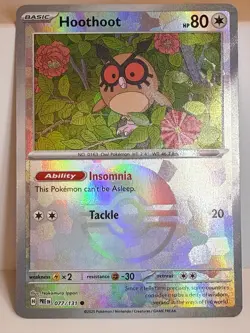 2025 Pokemon TCG Hoothoot 077/131 Prismatic Evolutions Reverse Holo Pokeball NM - Image 1
