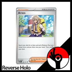 Pokemon TCG: Obsidian Flames - Reverse Holo - 186/197 - Arven - Image 1