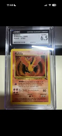Moltres Pokemon 1999 Fossil 27/62 Rare Vintage Original - Image 1