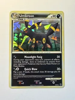 Pokemon HGSS Undaunted Umbreon 10/90 Rare Cracked Ice HOLO 2010 LP - Image 1