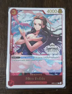 One Piece Card Game Nico Robin OP01-017 PR Store Championship English USA - Image 1