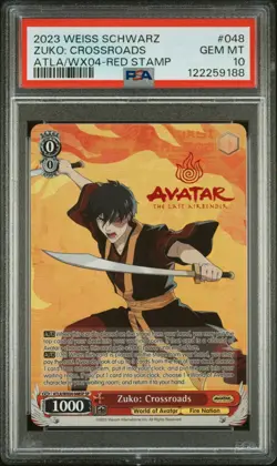 2023 Weiss Schwarz Avatar: The Last Airbender Zuko Crossroads 048 PSA 10 GEM MT - Image 1