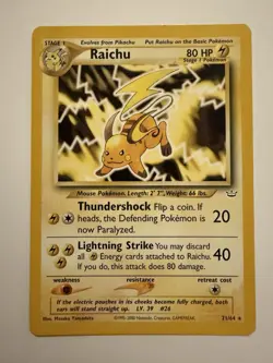 Pokemon Card Raichu Neo Revelation 21/64 Non-Holo Rare English - Image 1