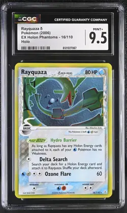 CGC 9.5 MINT+ Rayquaza 2006 EX Holon Phantoms 16/110 Holo Pokemon Card - Image 1