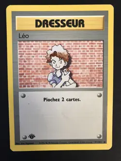FRENCH Dresseur LEO First 1st Edition Pokemon Base Set Card No. 91/102 RARE - Image 1
