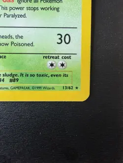 Pokemon Muk Fossil Holo Rare 13/62 1999 Wizards of the Coast Trading Card - Image 3