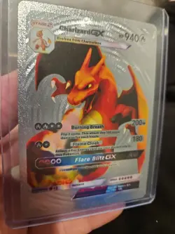 Charizard GX Silver Foil Fan Art Vinyl Textured Collector Pokemon Card - Image 2