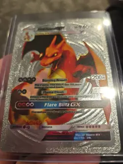 Charizard GX Silver Foil Fan Art Vinyl Textured Collector Pokemon Card - Image 3