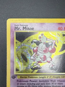 Pokemon Jungle Mr. Mime 1st Edition Holo Rare 6/64 Basic 40 HP Card English - Image 2