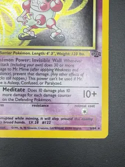 Pokemon Jungle Mr. Mime 1st Edition Holo Rare 6/64 Basic 40 HP Card English - Image 4