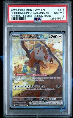 2024 Pokemon TWM EN-Twilight Masquerade Bloodmoon Ursaluna EX SIR PSA 8 #216 - Image 1