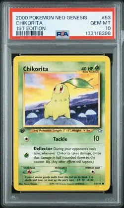 2000 POKEMON NEO GENESIS 1ST ED #53 CHIKORITA PSA 10 - Image 1