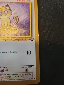 1999 Pokemon Jungle Promo Fruit Roll #56 Meowth Gold Border Mint - Image 5