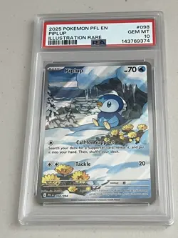 2025 POKEMON PFL EN-PHANTASMAL FLAMES ILLUSTRATION RARE #098 PIPLUP PSA 10 #4 - Image 1