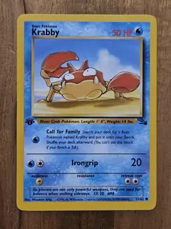 1st Edition Krabby - NEAR MINT- #51/62 Fossil Set 1999 - WOTC Pokemon TCG - Image 2