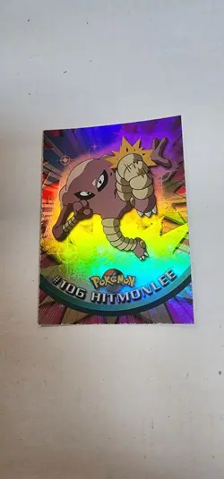 Pokemon Topps TV Animation Edition Series 2 Rainbow Foil #106 Hitmonlee - Image 1