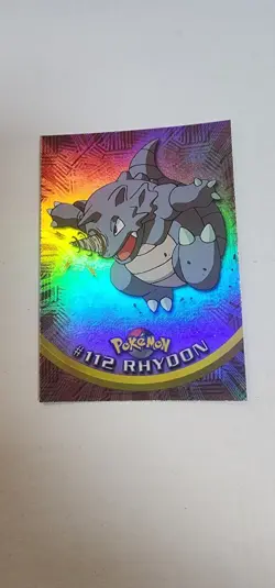 Pokemon Topps Foil Series 2 #112 Rhydon Rainbow Foil Blue Logo TV Animation - Image 1