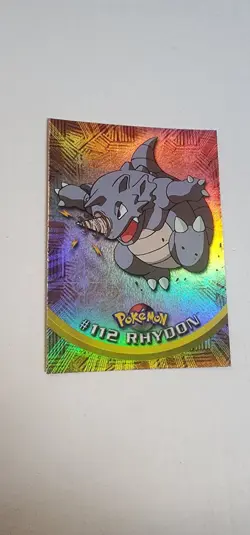 Pokemon Topps Foil Series 2 #112 Rhydon Rainbow Foil Blue Logo TV Animation - Image 2