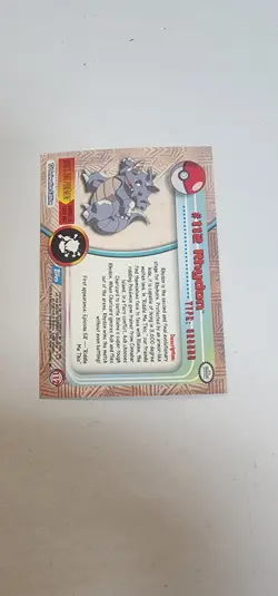 Pokemon Topps Foil Series 2 #112 Rhydon Rainbow Foil Blue Logo TV Animation - Image 3