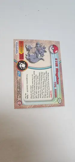 Pokemon Topps Foil Series 2 #112 Rhydon Rainbow Foil Blue Logo TV Animation - Image 4