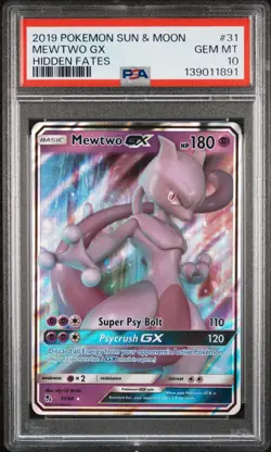 PSA 10 MEWTWO GX 31 HIDDEN FATES POKEMON MJ - Image 1
