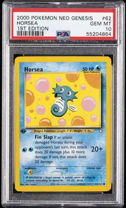 2000 POKEMON NEO GENESIS 1ST ED #62 HORSEA PSA 10 - Image 1