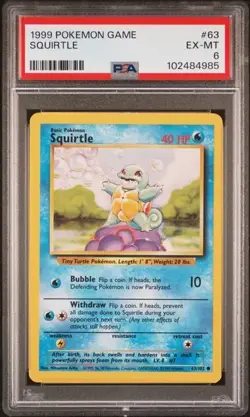 Squirtle PSA 6 Pokemon 1999 Base Set Unlimited 63 - Image 1