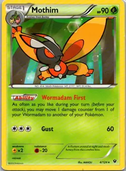 Pokemon TCG Mothim 4/124 Fates Collide MP - Image 1