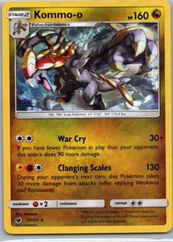 Pokemon TCG Kommo-o 77/111 Crimson Invasion Holo LP - Image 1
