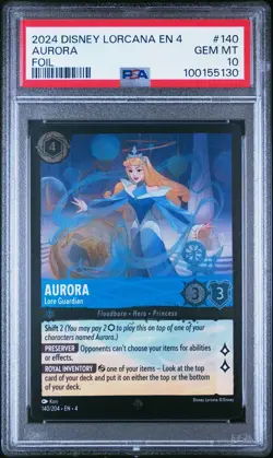 2024 DISNEY LORCANA EN 4-URSULA'S RETURN FOIL #140 AURORA - LORE GUARDIAN PSA 10 - Image 1