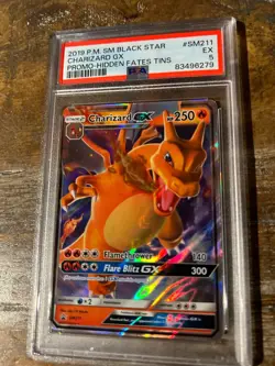 POKEMON 2019 SM Promo Hidden Fates Tins CHARIZARD GX SM211 PSA 5 RARE - Image 1