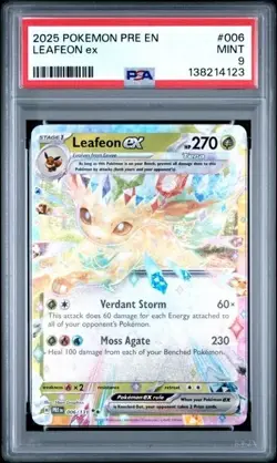 LEAFEON EX #006 PSA 9 2025 POKEMON PRE EN-PRISMATIC EVOLUTIONS - Image 1