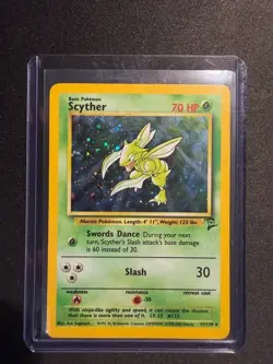 Pokemon Base Set 2 Scyther 17/130 Holo Rare LP - Image 1