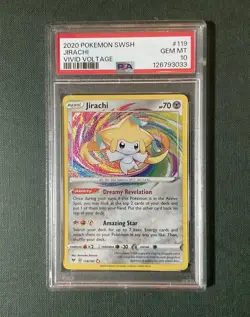 2021 Pokemon Vivid Voltage 119/185 Jirachi Amazing Rare Holo PSA 10 - Image 1