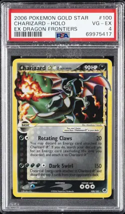 2006 POKEMON EX DRAGON FRONTIERS GOLD STAR #100 CHARIZARD-HOLO PSA 4 - Image 1