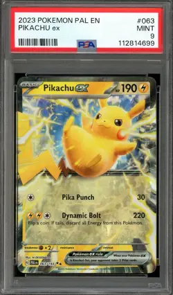Pokemon Pikachu ex 063/193 Sv02: Paldea Evolved Holo PSA 9 - Image 1