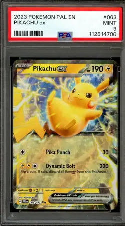 Pokemon Pikachu ex 063/193 Sv02: Paldea Evolved Holo PSA 9 - Image 3