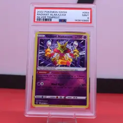 2022 Pokemon TCG Silver Tempest 059 Radiant Alakazam PSA 9 - Image 1