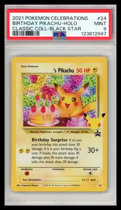 2021 Pokemon Celebrations Birthday Pikachu #24 PSA 9 - Image 1