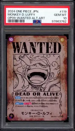 2023 One Piece Japanese OP09 Wanted Alternate Art Monkey D Luffy #119 PSA 10 - Image 1