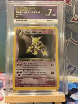 117916189 Dark Alakazam 2000 Pokemon Team Rocket First Edition #1/82 Holo ACE 7 - Image 1