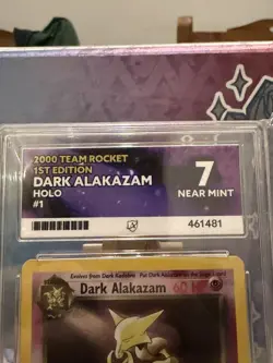 117916189 Dark Alakazam 2000 Pokemon Team Rocket First Edition #1/82 Holo ACE 7 - Image 3