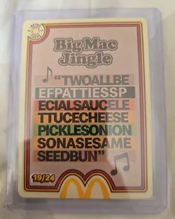 Mcdonalds Trading Cards 2026 BigMac Jingle 19/24 Unredeemed code - New - Image 1