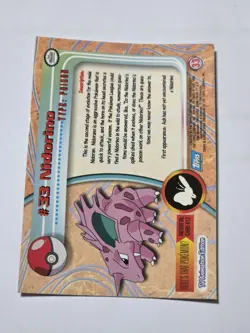 Nidorino #33 1999 Topps Pokemon Card Series 1 TV Animation - Image 2