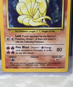 Pokemon TCG Ninetales Holo Rare Unlimited 12/102 Card LP Vintage - Image 2