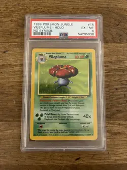 Pokemon TCG 1999 Vileplume Holo, No Symbol Jungle Card 15/64 Unlimited PSA 6 - Image 1