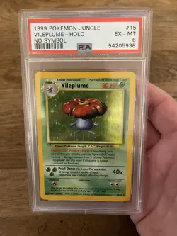 Pokemon TCG 1999 Vileplume Holo, No Symbol Jungle Card 15/64 Unlimited PSA 6 - Image 2
