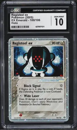 CGC 10 Gem MINT Registeel ex 2005 EX Emerald 100/106 Holo Pokemon Card - Image 1