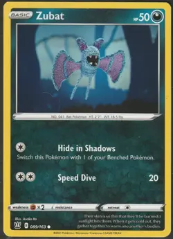 Zubat 089/163 NM / M - Asako Ito Crocheted Art - Battle Styles Pokemon Card - Image 1